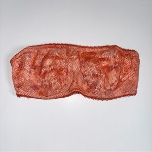 Victoria’s Secret Strapless Bralette 34D Orange Underwire Mesh Bandeau Bra